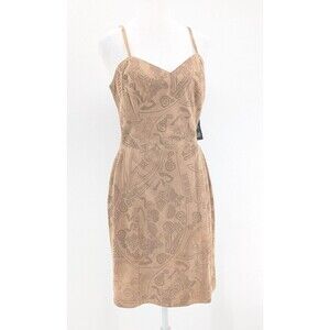 Bagatelle Margaret Godfrey Aztec Boho Tan Pig Suede Tank Midi Dress Size Small